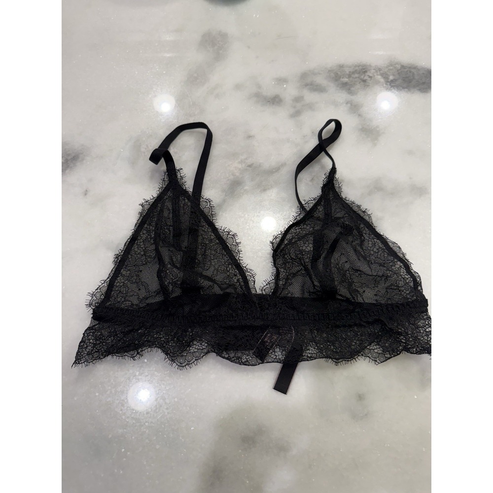 Victoria Secret Black Lace Triangle Bralette Size Large
